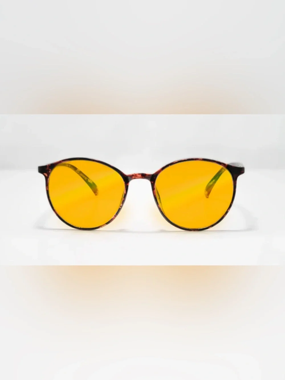 Round Tortoiseshell Amber Anti Blue Light Glasses For Men & Women